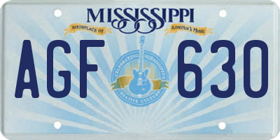 MS license plate AGF630