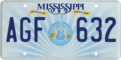 MS license plate AGF632