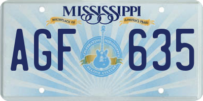 MS license plate AGF635