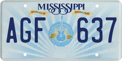 MS license plate AGF637