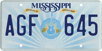 MS license plate AGF645