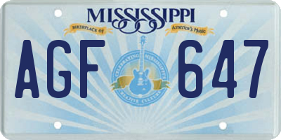 MS license plate AGF647