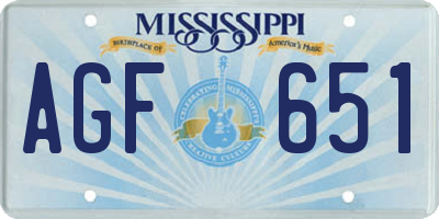 MS license plate AGF651