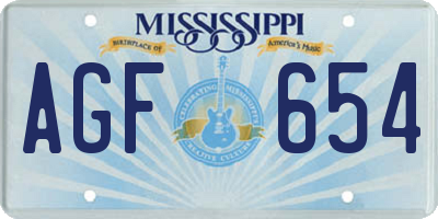 MS license plate AGF654