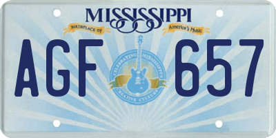 MS license plate AGF657