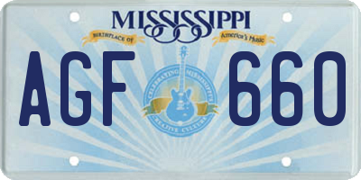 MS license plate AGF660