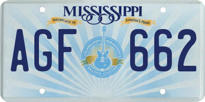 MS license plate AGF662