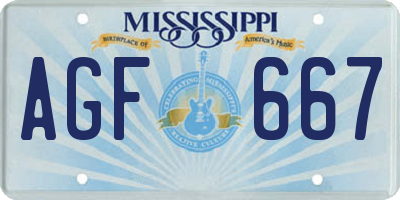 MS license plate AGF667