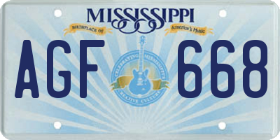 MS license plate AGF668
