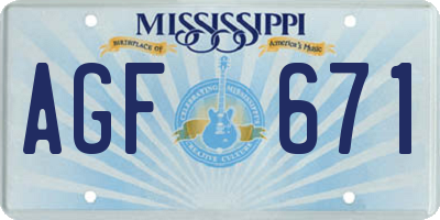 MS license plate AGF671