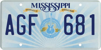 MS license plate AGF681