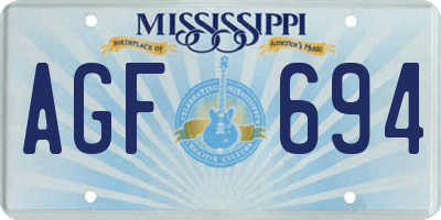 MS license plate AGF694