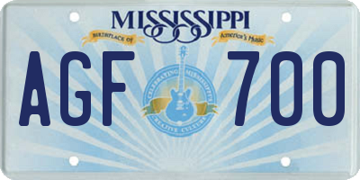 MS license plate AGF700