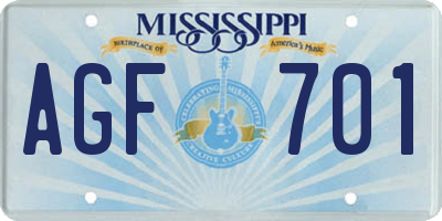 MS license plate AGF701