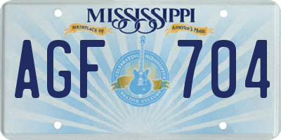 MS license plate AGF704