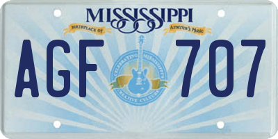 MS license plate AGF707