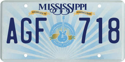 MS license plate AGF718