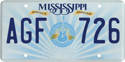 MS license plate AGF726