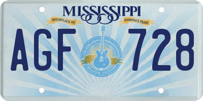 MS license plate AGF728
