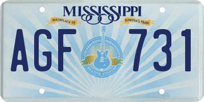 MS license plate AGF731