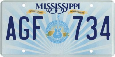 MS license plate AGF734
