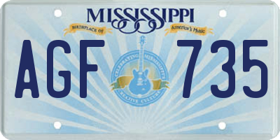 MS license plate AGF735
