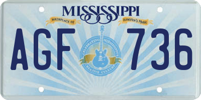 MS license plate AGF736