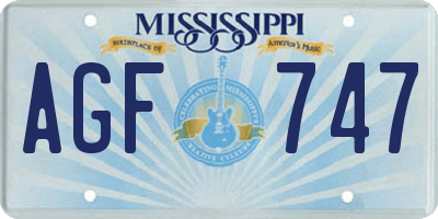MS license plate AGF747