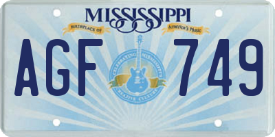 MS license plate AGF749
