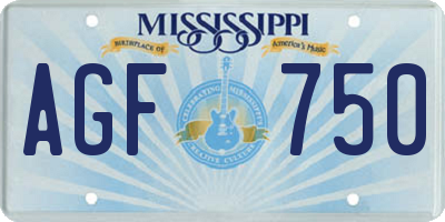 MS license plate AGF750