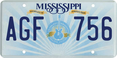 MS license plate AGF756