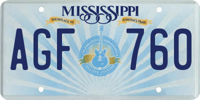 MS license plate AGF760
