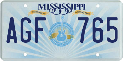 MS license plate AGF765