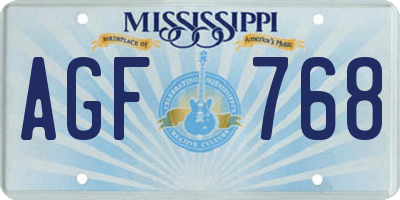 MS license plate AGF768