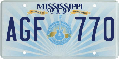 MS license plate AGF770