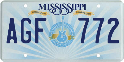 MS license plate AGF772