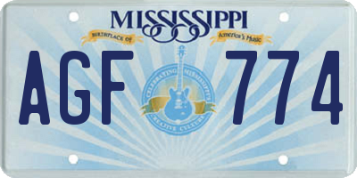 MS license plate AGF774