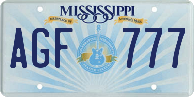 MS license plate AGF777