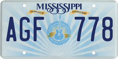 MS license plate AGF778