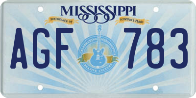 MS license plate AGF783