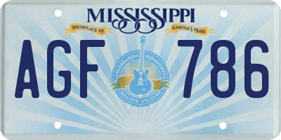 MS license plate AGF786