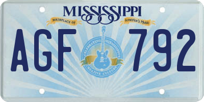 MS license plate AGF792