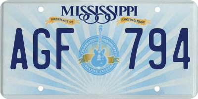 MS license plate AGF794