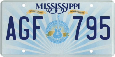MS license plate AGF795