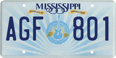 MS license plate AGF801