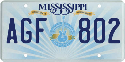 MS license plate AGF802
