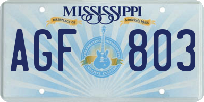 MS license plate AGF803