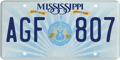 MS license plate AGF807