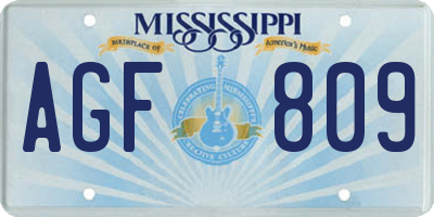 MS license plate AGF809