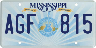 MS license plate AGF815